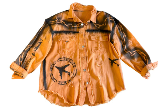 Distressed Orange Street Style Jacket